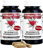 Kroeger Herb Wormwood Combination - 700mg - Vegetarian Capsules - 100 Caps | Pack of (2) | Our Powerful Combination Includes Wormwood, Black Walnut Leaves, Quassia, Cloves, and Male Fern100 Count (Pack of 2)