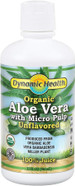 Dynamic Health Organic Aloe Vera Juice W/Micro Pulp, Unflavored | No Added Sugar, Artificial Color Or Sweeteners, No Gluten Or Bpa | 32Oz, 8 Serv