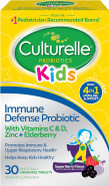 Culturelle Immune Defense Probiotic With Vitamin C, Vitamin D And Zinc + Elderberry, Non-Gmo, 4-In-1 Immune Support For Kids Ages 3+*, Mixed Berry Chewables, 30 Count