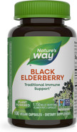 Nature's Way Black Elderberry Supplement, Traditional Immune Support*, With Elderberry and Elderflower, Plant Powered, 100 Capsules (Packaging May Vary)