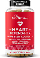 Heart Defend-Her Womens Heart Health Supplements  Advanced 3-In-1 Blend With Grape Seed Extract, Vitamin K2 Mk-7, And Coq10  Support Blood Pressure, Artery And Bone Strength  60 Vegetarian Capsules