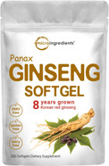 Micro Ingredients Red Panax Ginseng Supplement 6,000Mg Per Serving, 300 Softgels | High Potency Korean Ginseng Root Extract With Active Ginsenosides | Supports Energy & Immune Health | Non-Gmo
