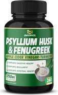 BMVINVOL Psyllium Husk Capsules 3750mg - 4 Months Supply - Fenugreek, Apple Cider Vinegar, Turmeric - Fiber Supplement for Supports Digestive Health & Regularity (240 Count)