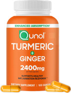 Qunol Turmeric Curcumin With Black Pepper & Ginger, 2400Mg Turmeric Extract With 95% Curcuminoids, Extra Strength Supplement, Enhanced Absorption, Joint Support Supplement, 105 Count Qunol Turmeric Curcumin With Black Pepper & Ginger, 2400Mg Turmeric Extract With 95% Curcuminoids, Extra Strength Supplement, Enhanced Absorption, Joint Support Supplement, 105 Count