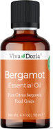 Viva Doria 100% Pure Bergamot Essential Oil, Undiluted, Food Grade, Italian Bergamot Oil, 4 Fluid Ounce (118 Ml) Natural Aromatherapy Oil
