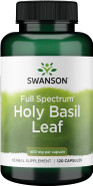 Swanson Holy Basil Leaf (Tulsi) - Stress Support and Emotional Well-Being Supplement - May Support Blood Glucose Levels Within The Normal Range - (120 Capsules, 800mg Each)