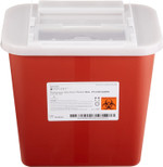 Mckesson Prevent Biohazard Infectious Waste Sharps Container - Plastic, Horizontal Entry, Translucent Sliding Lid - Red, 2 Gal, 7 In X 10 1/2 In X 10 1/4 In, 20 Count