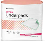 McKesson Super Underpads, Incontinence Bed Pads, Moderate Absorbency, 30 in x 30 in, 100 Count30x30 Inch (Pack of 100)