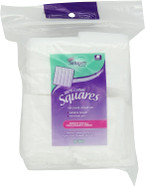 Swisspers Cotton Squares, 100% Cotton Quilted for Strength, Reclosable Pouch, 80 Count Bag80 Count