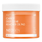 DERMALOGY by NEOGENLAB Carrot Deep Clear Remover Oil Pad (60 pads) - Facial Oil Make Up Remover Cotton Pad for Sensitive Skin, Gently Removes Waterproof Makeup & Impurities, Alcohol-Free - Korean Skin Care