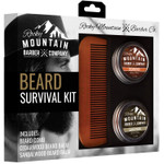 Rocky Mountain Barber Company Beard Gift Set - All-In-One Beard Care Kit With Wooden Beard/Hair Comb And Two Beard Balms (Cedarwood And Sandalwood - 1Oz) - Packaged In Gift Box