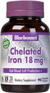 Bluebonnet Nutrition Chelated Iron 18 Mg - Non-Constipating Iron - Soy-Free, Gluten-Free, Non-Gmo, Kosher Certified, Dairy-Free, Vegan - 90 Vegetable Capsules, 90 Servings