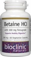 Bioclinic Naturals - Betaine HCL with Fenugreek 60 Veggie Capsules