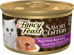 Purina Fancy Feast Savory Centers Pate Adult Wet Cat Food With Beef and a Gravy Center - 3 oz. Can