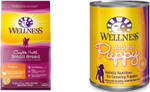 Wellness Complete Health Small Breed Dry Puppy Food, Turkey, Oatmeal & Salmon Meal, 4 Pound Bag + Wellness Wet Puppy Food, Chicken & Salmon, 12 Cans, 12.5 Ounce Can