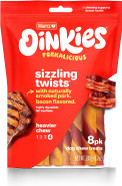 Hartz Oinkies Smoked Pig Skin Bacon Flavored Wrap Dog Treat Chews - 8 Pack