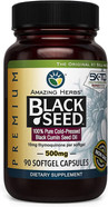 Amazing Herbs Premium Black Seed Oil Capsules - Cold Pressed Nigella Sativa Aids In Digestive Health, Immune Support, Brain Function, Gluten Free, Non Gmo - 90 Count, 500Mg