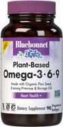Bluebonnet Nutrition Plant Based Omega 3-6-9-1000 Mg  For Heart Health*  Highly Absorbable Cold Pressed Oil  Non-Gmo Project Verified, Vegan  Free Of Gluten, Soy & Milk - 90 Softgels, 90 Serving