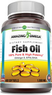 Amazing Omega Fish Oil 1000 mg Softgels Supplement | Omega-3, 180 mg EPA. 120 mg DHA | High Potency (400 Count)