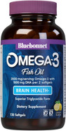 Bluebonnet Nutrition Omega-3 Brain Formula Natural Wild Caught Triglyceride Form Dha 860 Mg Epa 120 Mg - Highly Concentrated Cognitive Health & Wellness Support Supplement - Gluten-Free - 60 Softgels