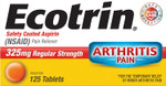 Ecotrin Regular Strength Aspirin, Arthritis Pain Relief, 325Mg Regular Strength, 125 Safety Coated Tablets Ecotrin Regular Strength Aspirin, Arthritis Pain Relief, 325Mg Regular Strength, 125 Safety Coated Tablets