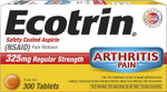 Ecotrin Regular Strength Aspirin, Arthritis Pain Relief, 325Mg Regular Strength, 300 Safety Coated Tablets