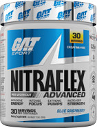 Gat Sport Nitraflex Advanced Pre-Workout Powder, Increases Blood Flow, Boosts Strength And Energy, Improves Exercise Performance, Creatine-Free (Blue Raspberry, 30 Servings)