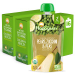 Happy Baby Organics Stage 2 Baby Food Pouches, Gluten Free, Vegan & Healthy Snack, Clearly Crafted Fruit & Veggie Puree, Pears, Zucchini & Peas, 4 Ounces (Pack Of 16) Happy Baby Organics Stage 2 Baby Food Pouches, Gluten Free, Vegan & Healthy Snack, Clearly Crafted Fruit & Veggie Puree, Pears, Zucchini & Peas, 4 Ounces (Pack Of 16)