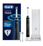 Oral-B 7500 Electric Toothbrush, Black with 4 Brush Heads and Travel Case - Visible Pressure Sensor to Protect Gums - 5 Cleaning Modes - 2 Minute TimerBlack