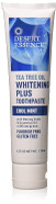 Desert Essence Tea Tree Oil Whitening Toothpaste 6.25 Oz - Non-Gmo, Gluten Free, Vegan, Cruelty Free - Bamboo Stem Fiber & Baking Soda - Bright Smile, Fresh Cool Breath - Wintergreen Mint Desert Essence Tea Tree Oil Whitening Toothpaste 6.25 Oz - Non-Gmo, Gluten Free, Vegan, Cruelty Free - Bamboo Stem Fiber & Baking Soda - Bright Smile, Fresh Cool Breath - Wintergreen Mint