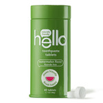 hello Kids Watermelon Eco Friendly, Travel Toothpaste, Natural Watermelon Flavor, Fluoride Free, Plastic-Free, TSA Compliant, Vegan, SLS Free, 60 Tablets