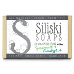 Siliski Soaps Simple Skincare Shampoo Bar, All Natural, Vegan And Palm Free - Spearmint + Eucalyptus, 4.5 Oz
