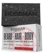 Bossman Men's Bar Soap 4 in 1 Beard Wash, Shampoo, Body Wash and Conditioner, 4 oz