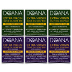 Doana Extra Virgin Olive Oil Soap and Lavender Artisan Soap Bar, Cold Processed With Coconut Oil, Facial & Body Cleansing, Variety Pack 6 Olive Oil, 6 Lavender Oil (12 Count - Pack of 6)