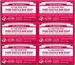 Dr. Bronner's - Pure-Castile Bar Soap (Rose, 5 ounce, 6-Pack) - Made with Organic Oils, For Face, Body and Hair, Gentle and Moisturizing, Biodegradable, Vegan, Cruelty-free, Non-GMO5 Ounce (Pack of 6)