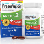 PreserVision AREDS 2 Eye Vitamins with CoQ10 for Heart Health, Lutein, Zeaxanthin, Vitamin C & E, Zinc, Copper, 100 Softgels