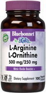 Bluebonnet Nutrition L-Arginine 500Mg/L-Orinithine 250Mg, Supports Protein Metabolism*, Soy-Free, Gluten-Free, Non-Gmo, Kosher Certified, Vegan, 100 Vegetable Capsules