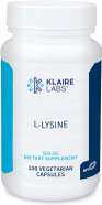 Klaire Labs L-Lysine - 500 Milligrams Essential Amino Acid Support for Immune Health & Collagen Formation, Hypoallergenic & Dairy-Free (100 Capsules)