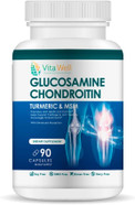 VITA WELL Vitawell Glucosamine Chondroitin Turmeric & MSM, 90 Capsules, Soy Free, GMO Free, Gluten Free