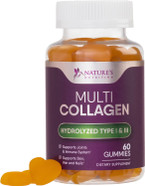 Collagen Gummies with Biotin - Hydrolyzed Collagen Peptides Supplement Types I and III - Support for Hair, Skin, Nails, and Joints - Gluten Free and Non-Gmo - Orange Gummy Vitamins - 60 Capsules