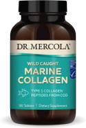 Dr. Mercola Wild Caught Marine Collagen, 30 Servings (90 Tablets), Type I Collagen Peptides, Dietary Supplement, Promotes Youthful Appearance, Non-Gmo, Msc Certified