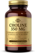 Solgar Choline 350 Mg, 100 Vegetable Capsules - Supports Healthy Brain & Cellular Function - Vegan, Gluten And Dairy Free, Kosher - 100 Servings