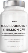 Amen Mood Probiotic Supplement 51 Billion Cfu - Organic Prebiotics And Probiotics - Acidophilus Probiotic Pills, Fibers - Mood Organic Ashwagandha, Blueberries - Vegan & Non-Gmo - 60 Capsules