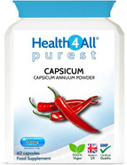 Capsicum 600Mg 60 Capsules (V) Purest: No Additives. High Strength Capsaicin With Anti-Inflammatory Properties. Vegan. Made In The Uk By Health4All Capsicum 600Mg 60 Capsules (V) Purest: No Additives. High Strength Capsaicin With Anti-Inflammatory Properties. Vegan. Made In The Uk By Health4All