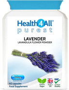 Health4All Lavender 500mg 60 Capsules (not Tablets or Oil) Purest - no additives. Vegan Lavender Capsules for Anxiety, Relaxation and Sleep