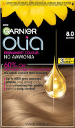 Garnier Olia 8.0 Blonde Permanent Hair Dye, Up To 100% Grey Hair Coverage, Visibly Improved Hair Quality, 3X More Shine, No Ammonia & 60% Oil Powered Formula