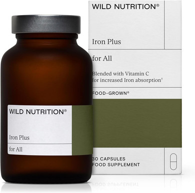 Wild Nutrition Food-Grown Iron Plus | Gentle Iron Supplements to Support Immunity & Reduce Fatigue | Iron and Vitamin C Tablets to Increase Absorption | Vegan Iron Supplements for Women | 30 Capsules