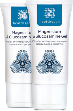 Healthspan Magnesium & Glucosamine Gel | 150ml | Highly Absorbable | Non-Sticky | Non-Greasy | Capsicum | Cooling Eucalyptus Oil | Peppermint Oil | Pure Oil of Wintergreen | Gelatin Free