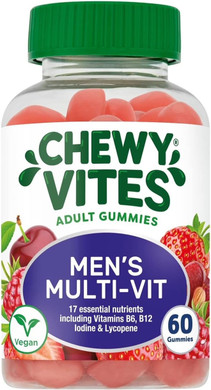 Chewy Vites Men | Multivitamin Advance | 60 Gummy Vitamins | 12 Essential Nutrients | 2-A-Day| Real Fruit Juice | Vegan