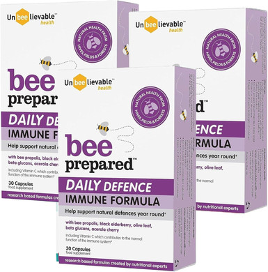 Unbeelievable Health Bee Prepared Daily Defence Immune System Formula - Created by Nutritional Experts - Contains Bee Propolis, Elderberry and More  Immunity Support Supplement